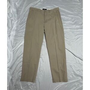 VTG Polo Ralph Lauren Mens Khaki Chino Pants Tan Cotton Twill Flat Front 34x32